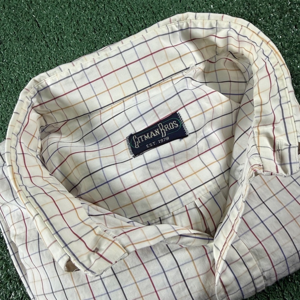 Gitman Bros Button Down Mens 2XL White Tattersall Check Long Sleeve Shirt - Picture 8 of 8